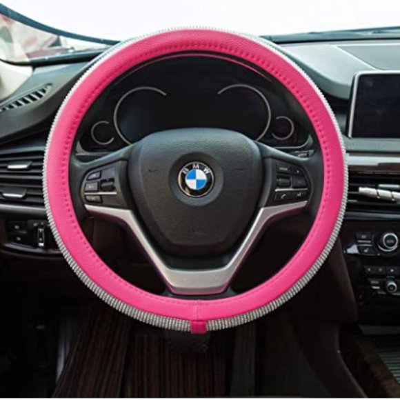 FLAPI Universal Leather Steering Wheel Cover with Bling Bling - Picture 2 of 2